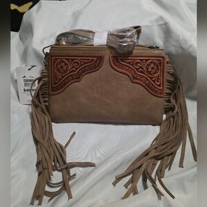 Montana West Fringe Wristlet Clutch/Crossbody Bag - Khaki